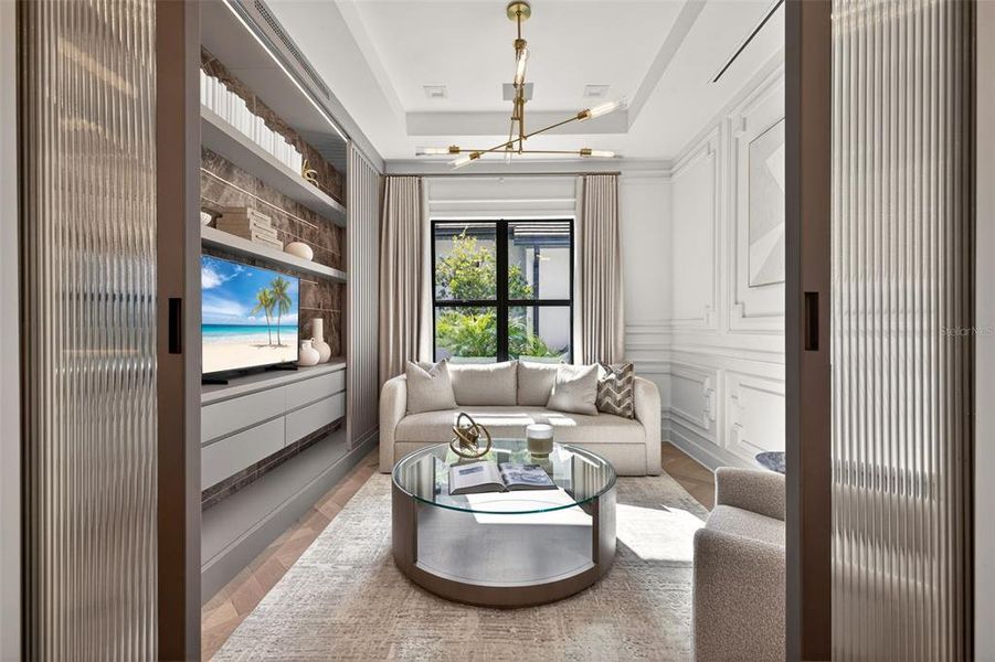 Furnished interior view inside a new home in Wild Blue at Waterside, Sarasota (Image 75).