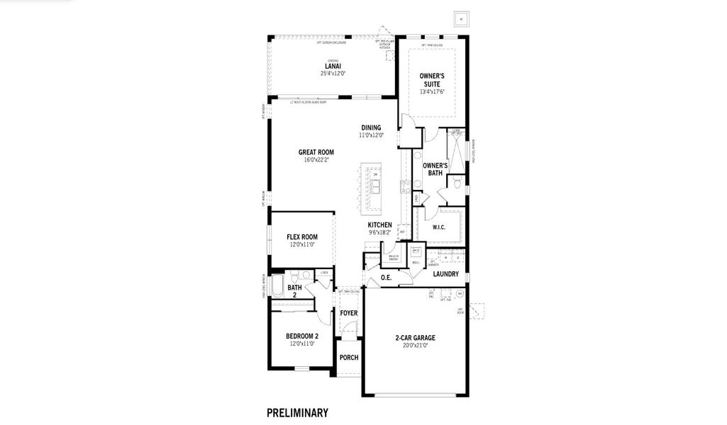 2D floor plan layout for the Merigold by Mattamy Homes in Summerlit, Naples, FL (Image 3).
