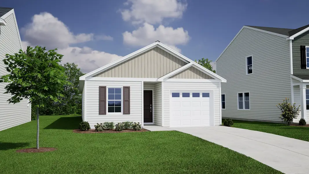 Front exterior of a new home in Bluefield, Lexington, SC, highlighting curb appeal (Image 1).