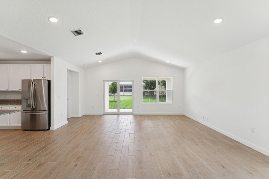 Kitchen, Great Room & Dining Area