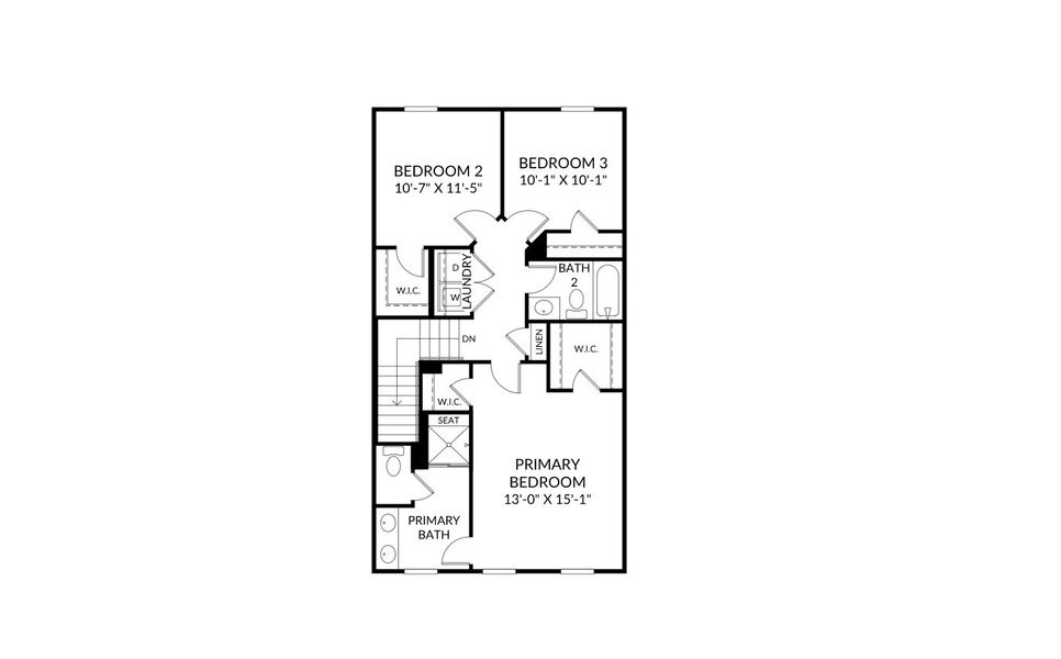 2D floor plan layout for the The Dupree by Stanley Martin Homes in Croftside Townhomes, Powder Springs, GA (Image 4).