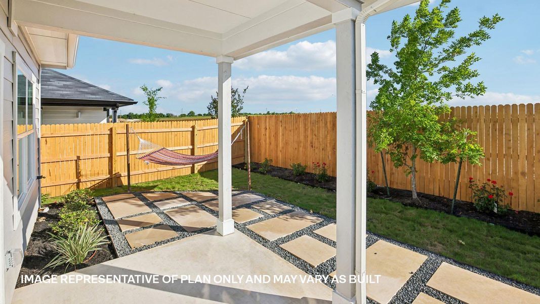 Exterior details and patio area of a home in Frontier, Mustang Ridge (Image 26). Exterior details and patio area of a home in Frontier, Mustang Ridge (Image 26).