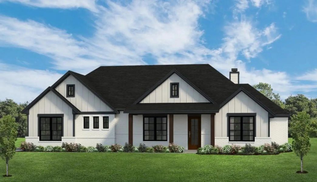 Representative exterior photo of a completed home built from the The Brazos by Elmwood Custom Homes in Ranch at Stone Hill, Waxahachie, TX (Image 5). Representative exterior photo of a completed home built from the The Brazos by Elmwood Custom Homes in Ranch at Stone Hill, Waxahachie, TX (Image 5).