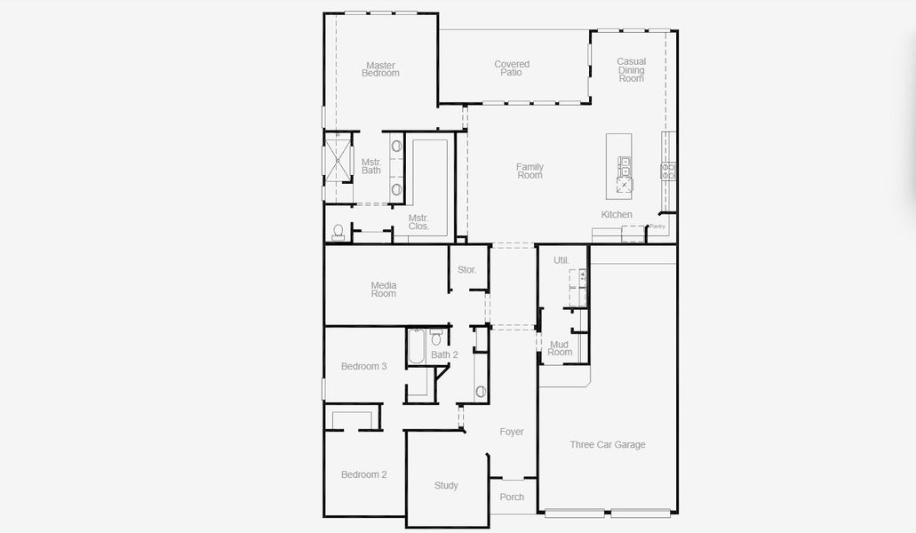 2D floor plan layout for the Magnolia by Coventry Homes in Solterra Texas 60', Mesquite, TX (Image 3).