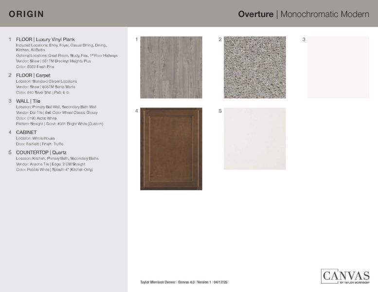 Sample of building materials used in homes in Artisan at Asante, Surprise (Image 29).