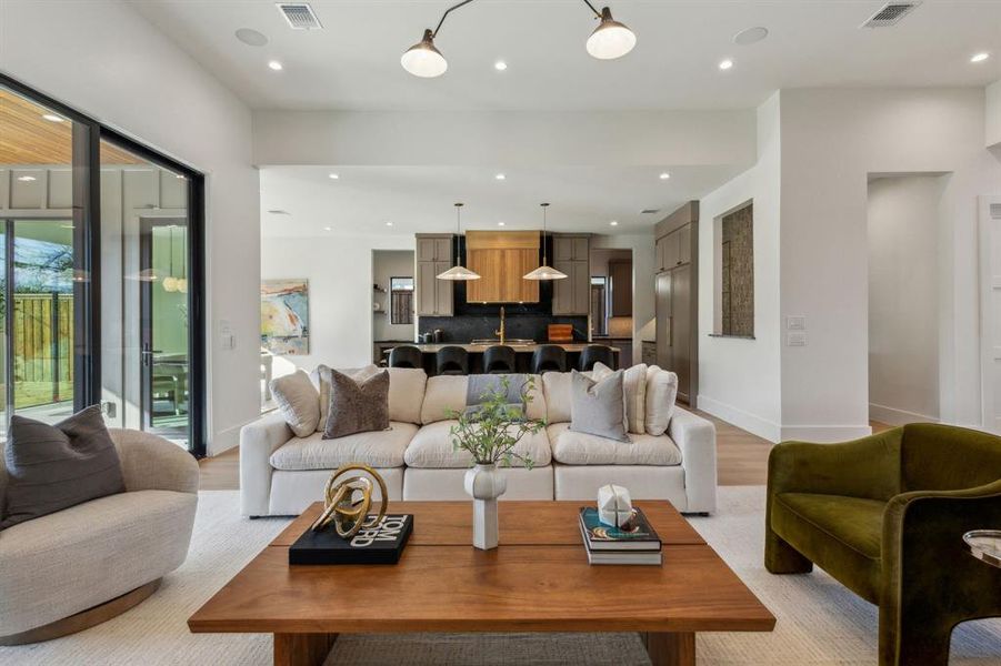 Living room featuring light wood-type flooring