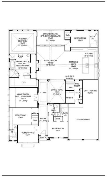 2D floor plan layout of this home in Ventana 70', Fort Worth, TX (Image 2).