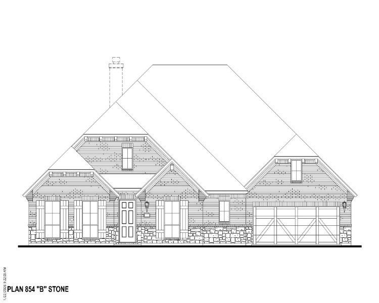 Plan 854 Elevation B w/ Stone