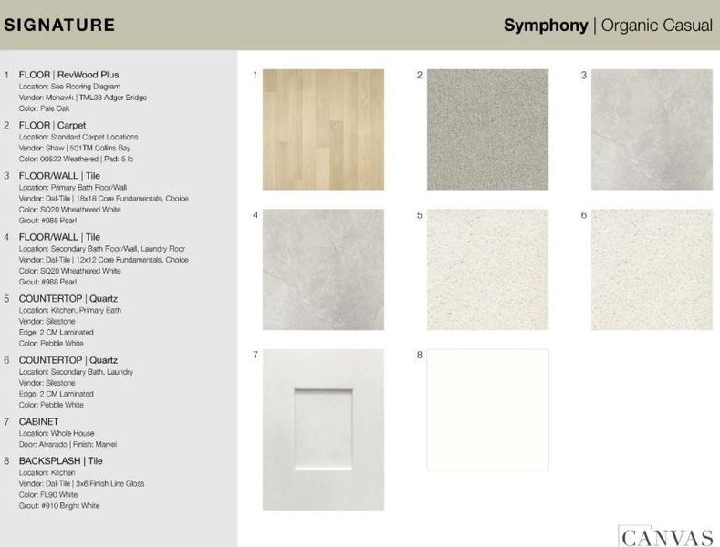 2625 Glacier Road design selections. Home is currently under construction and selections are subject to change.