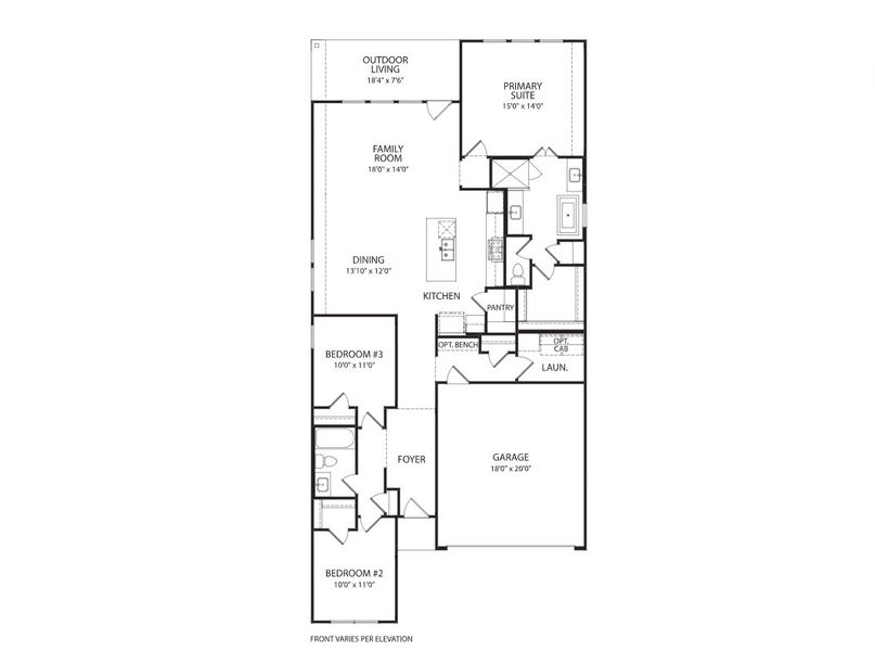 2D floor plan layout for the Bellaire by Drees Custom Homes in Everly - 45', Hockley, TX (Image 3). 2D floor plan layout for the Bellaire by Drees Custom Homes in Everly - 45', Hockley, TX (Image 3).