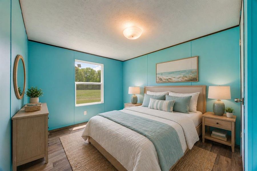 Secondary bedroom.
Virtually staged.