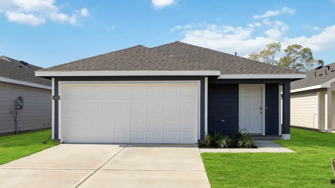 Front exterior of a new home in Garver Heights, Houston, TX, highlighting curb appeal (Image 1). Front exterior of a new home in Garver Heights, Houston, TX, highlighting curb appeal (Image 1).