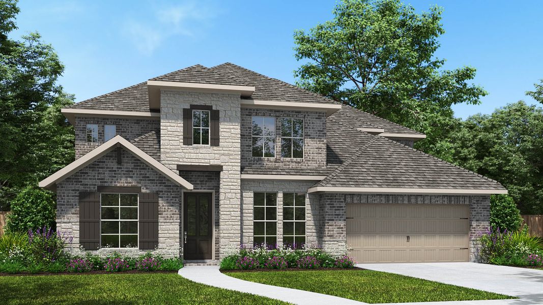 Representative exterior photo of a completed home built from the 4016P by Perry Homes in Audubon, Pinehurst, TX (Image 3).