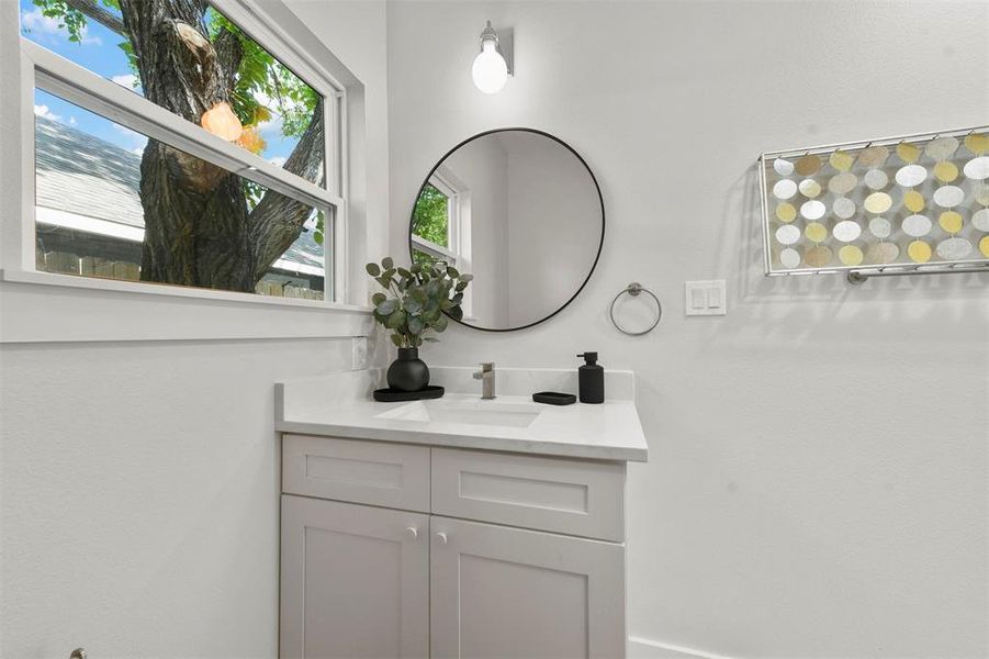 Bathroom featuring vanity