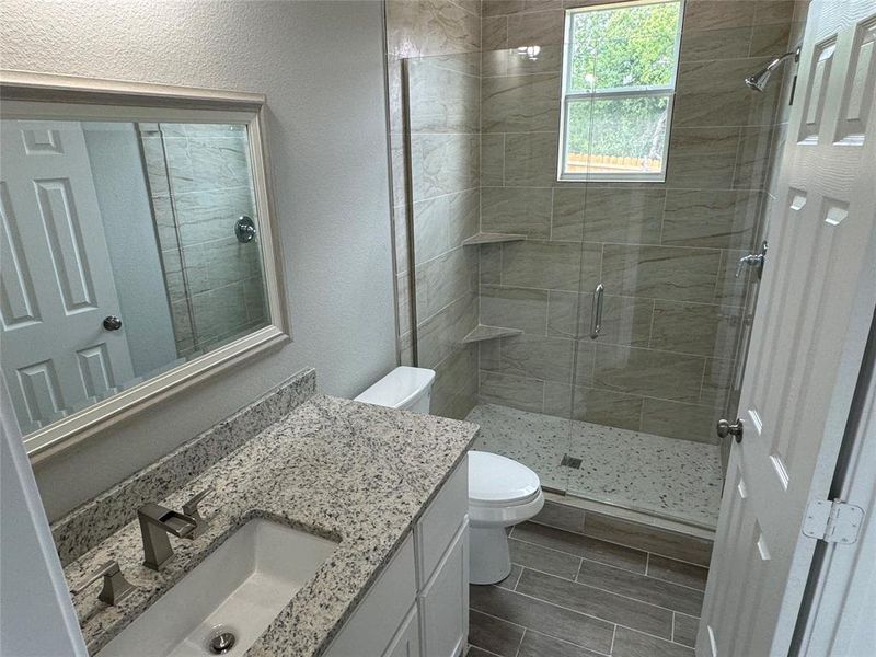 Master bathroom with nice vanity