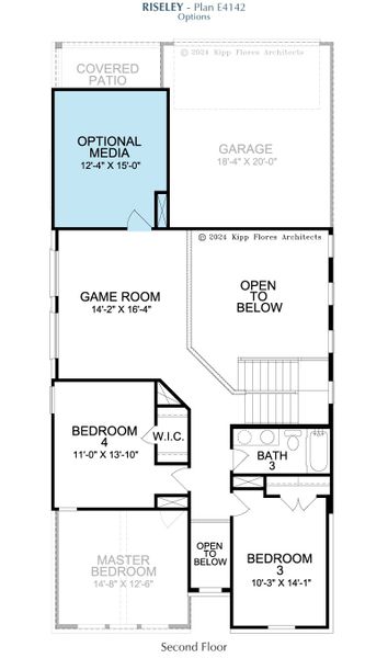 2D floor plan layout for the Riseley by Landon Homes in Fields - East Village, Frisco, TX (Image 7). 2D floor plan layout for the Riseley by Landon Homes in Fields - East Village, Frisco, TX (Image 7).