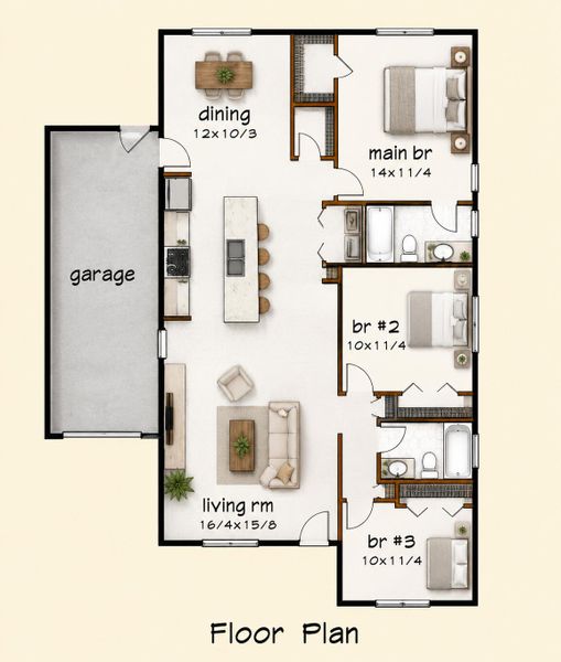 2D floor plan layout of this home in , Holly Hill, SC (Image 3). 2D floor plan layout of this home in , Holly Hill, SC (Image 3).
