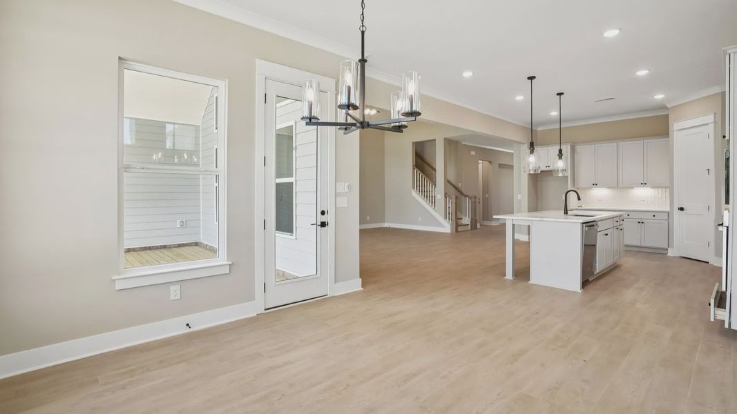 Dining area with hanging light