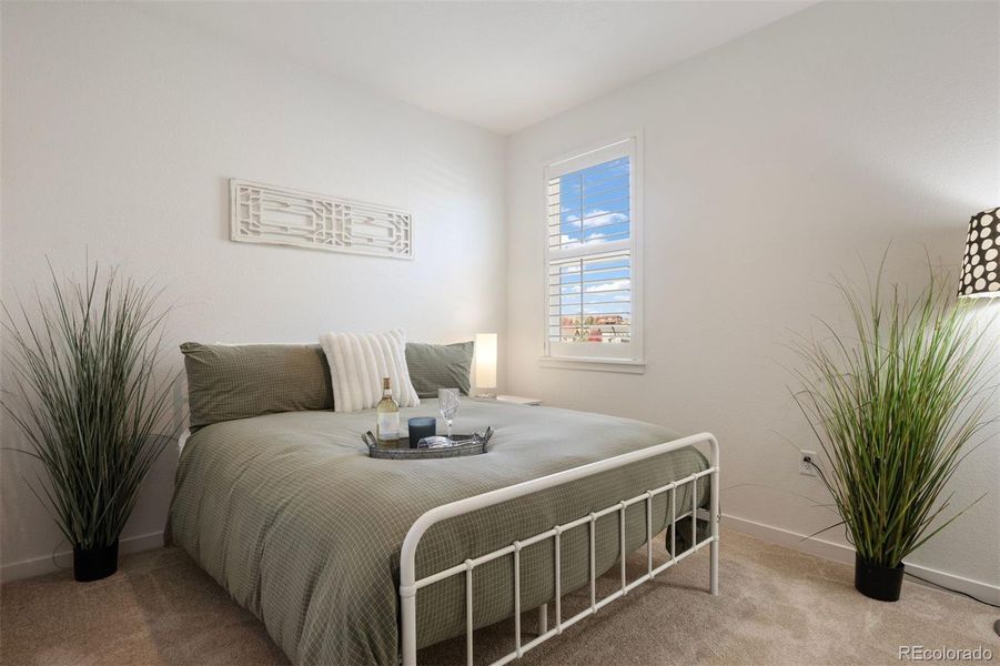 Two secondary bedrooms feature closets, windows for natural light, and carpet.