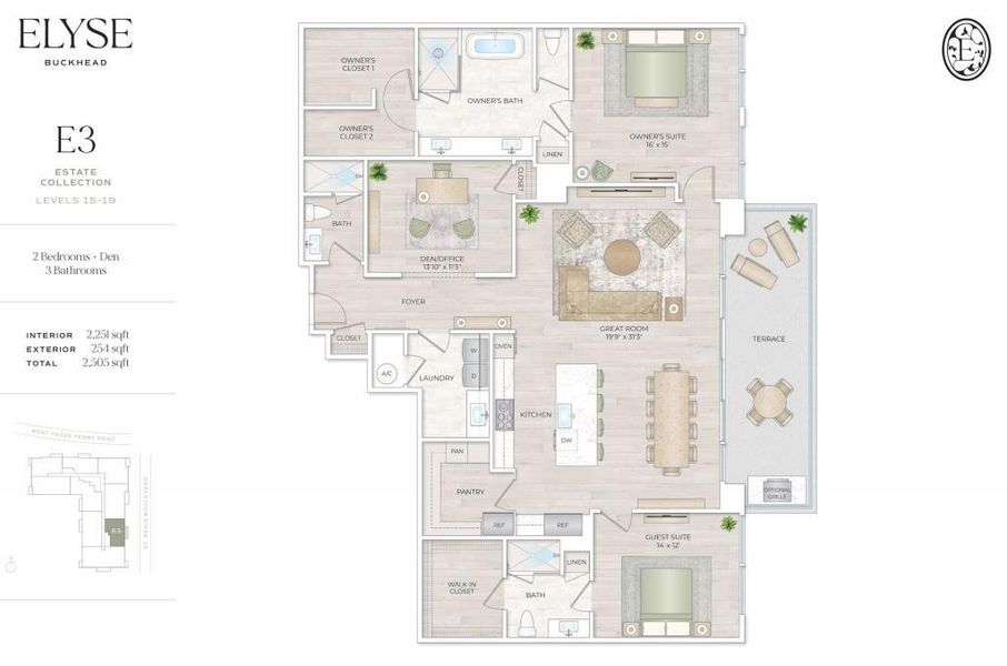 2D floor plan layout of this home in , Atlanta, GA (Image 3).