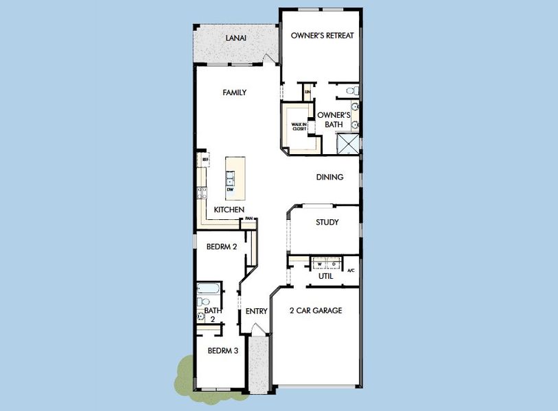 2D floor plan layout for the The Sanborn by David Weekley Homes in Soleta at Starkey Ranch –  Traditional Series, Odessa, FL (Image 4).