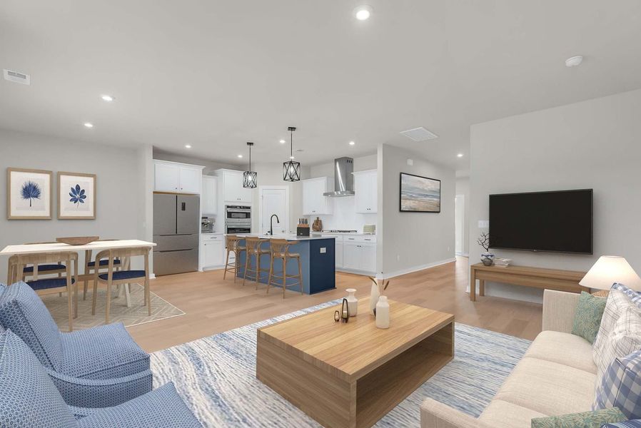 Family Room, Kitchen and Dining Area