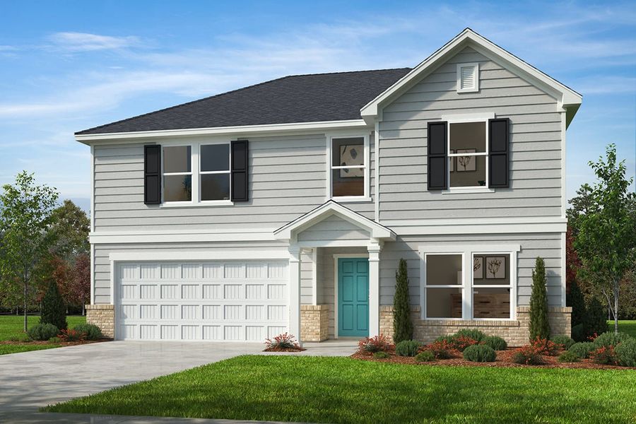 Representative exterior photo of a completed home built from the 2539 by KB Home in Bella Vista Heritage, Denver, NC (Image 8). Representative exterior photo of a completed home built from the 2539 by KB Home in Bella Vista Heritage, Denver, NC (Image 8).