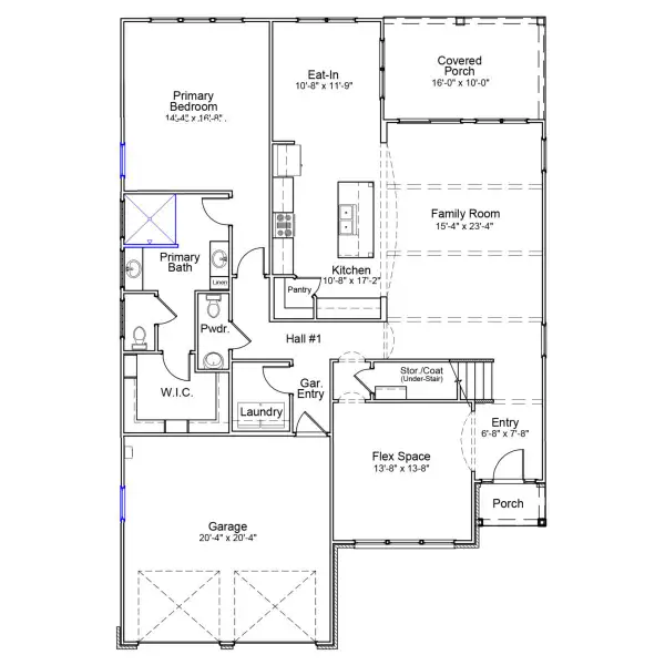 2D floor plan layout of this home in Indigo at Abbey Preserve, Wilmington, NC (Image 4).