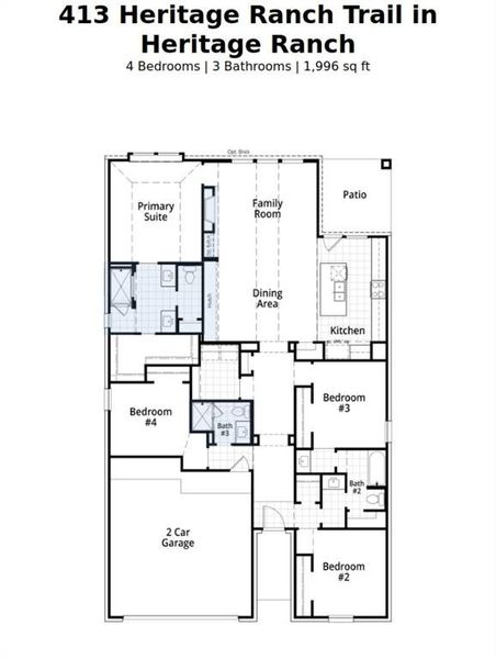 2D floor plan layout of this home in Heritage Ranch, Sherman, TX (Image 4).