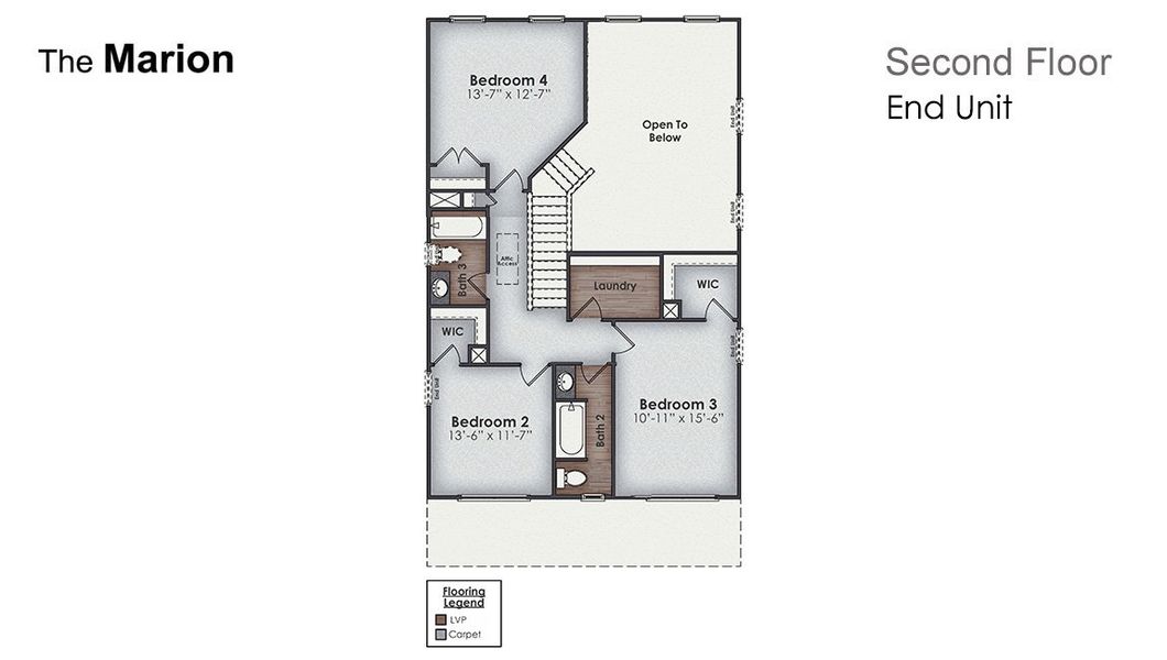 2D floor plan layout of this home in The Palms at Indigo Preserve Townhomes, Leland, NC (Image 3). 2D floor plan layout of this home in The Palms at Indigo Preserve Townhomes, Leland, NC (Image 3).