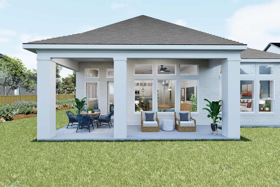 Representative exterior details of a home built from the The Ancrum by David Weekley Homes in Kissing Tree – Spruce Series, San Marcos (Image 3).
