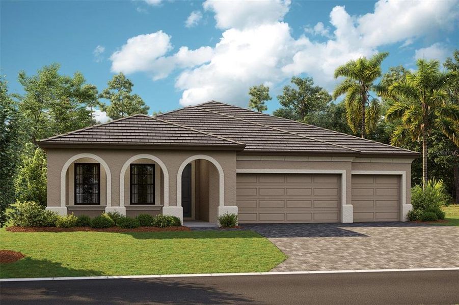 Front exterior of a new home in Pasadena Ridge, Dade City, FL, highlighting curb appeal (Image 1). Front exterior of a new home in Pasadena Ridge, Dade City, FL, highlighting curb appeal (Image 1).