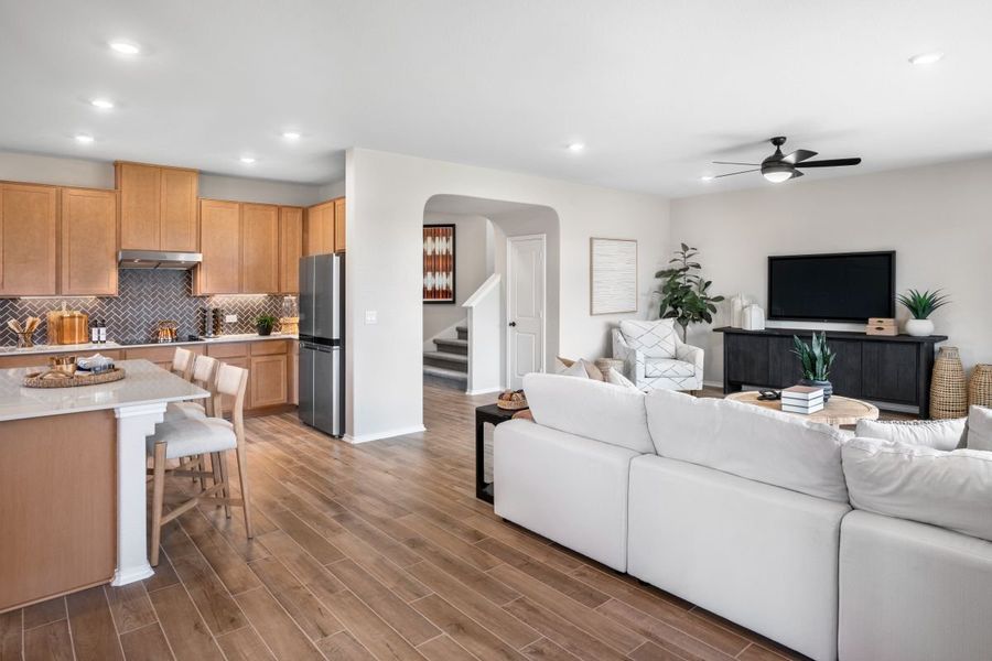 Representative furnished interior of a home built from the 2897 Modeled by KB Home in Stoney Chase, Del Valle (Image 12).