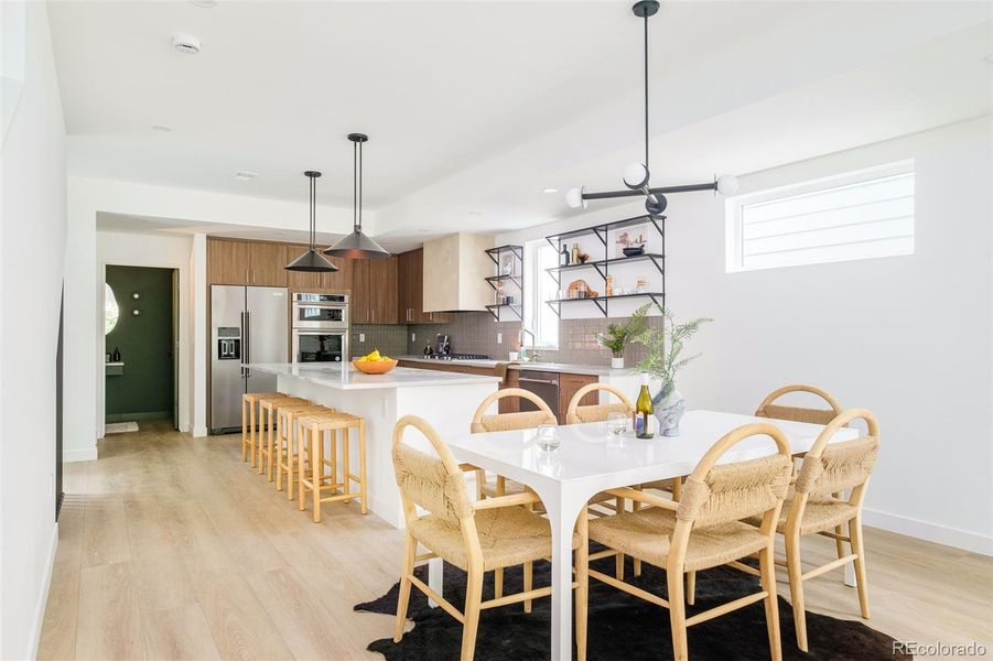 Seamless flow between the kitchen and dining spaces make entertaining a snap