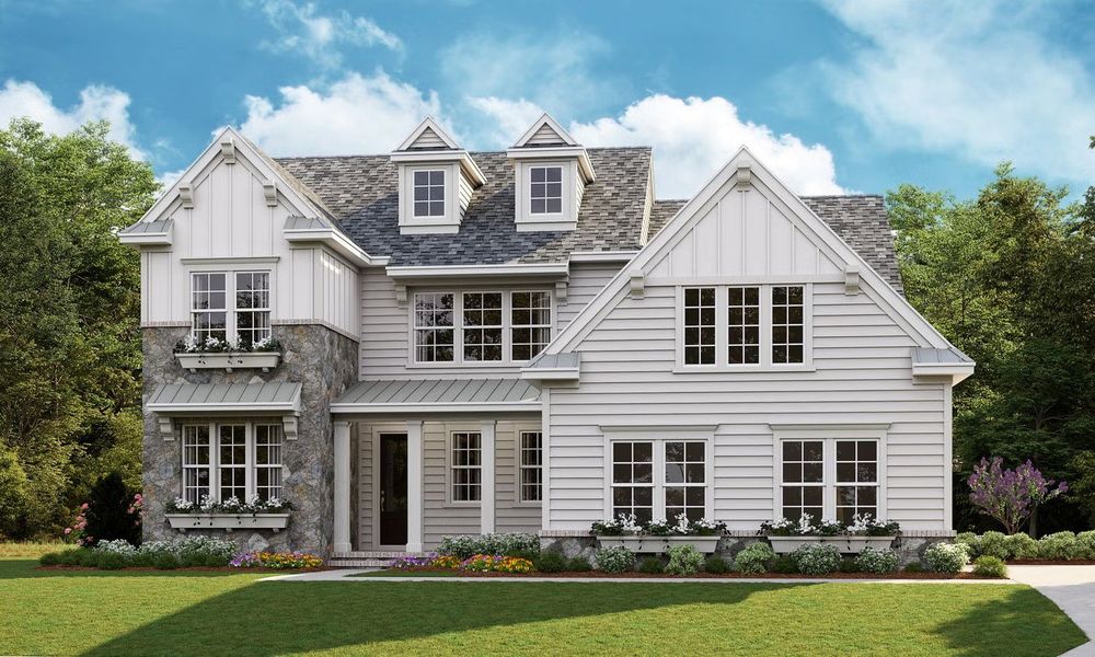 Representative exterior photo of a completed home built from the Huntley by Classica Homes in McLean - South Shore, Clover, SC (Image 25). Representative exterior photo of a completed home built from the Huntley by Classica Homes in McLean - South Shore, Clover, SC (Image 25).