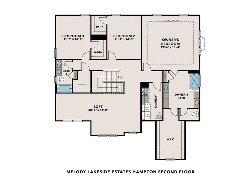 2D floor plan layout for the The Hampton B by Davidson Homes LLC in Melody Lakeside Estates, Buford, GA (Image 4). 2D floor plan layout for the The Hampton B by Davidson Homes LLC in Melody Lakeside Estates, Buford, GA (Image 4).