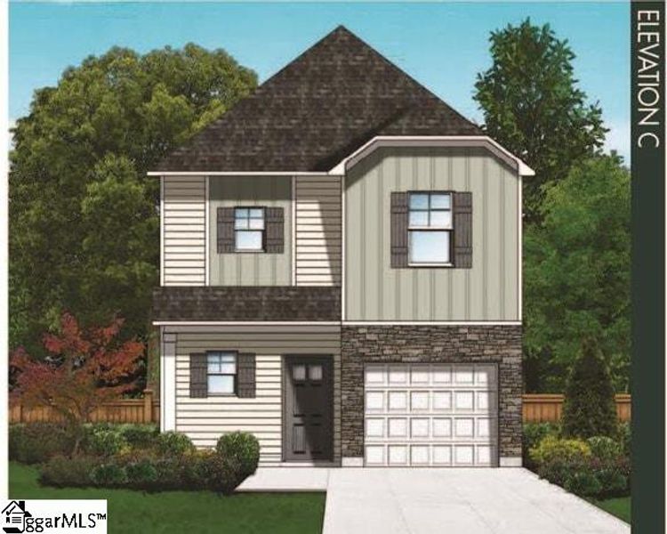 Exterior rendering of this home design in Brownstone Park, Easley, SC (Image 2).