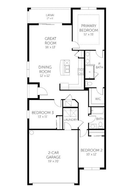 2D floor plan layout for the Manatee - Townhomes by Dream Finders Homes in Seaire Townhomes, Parrish, FL (Image 5).