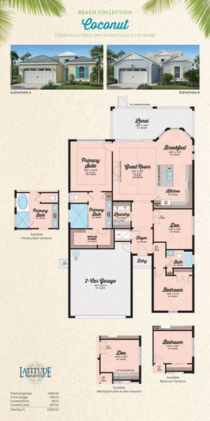 2D floor plan layout for the Coconut by Minto Communities in Latitude Margaritaville Hilton Head, Hardeeville, SC (Image 3). 2D floor plan layout for the Coconut by Minto Communities in Latitude Margaritaville Hilton Head, Hardeeville, SC (Image 3).