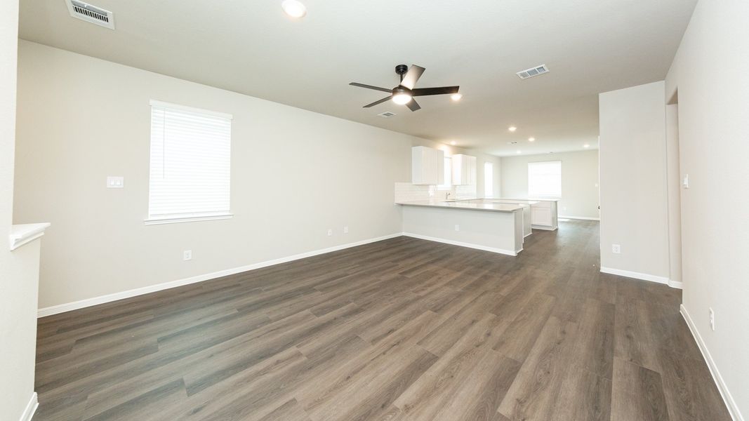 Family Room to Kitchen and Dining Area