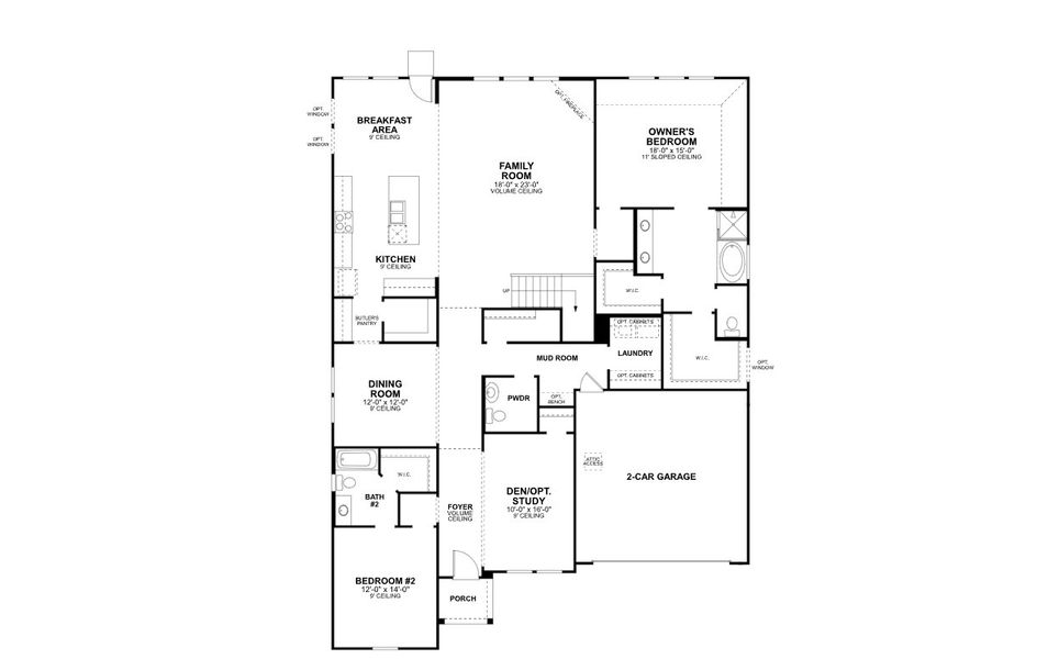 2D floor plan layout for the Bachman - Classic Series by M/I Homes in LaPrelle, Haslet, TX (Image 3).