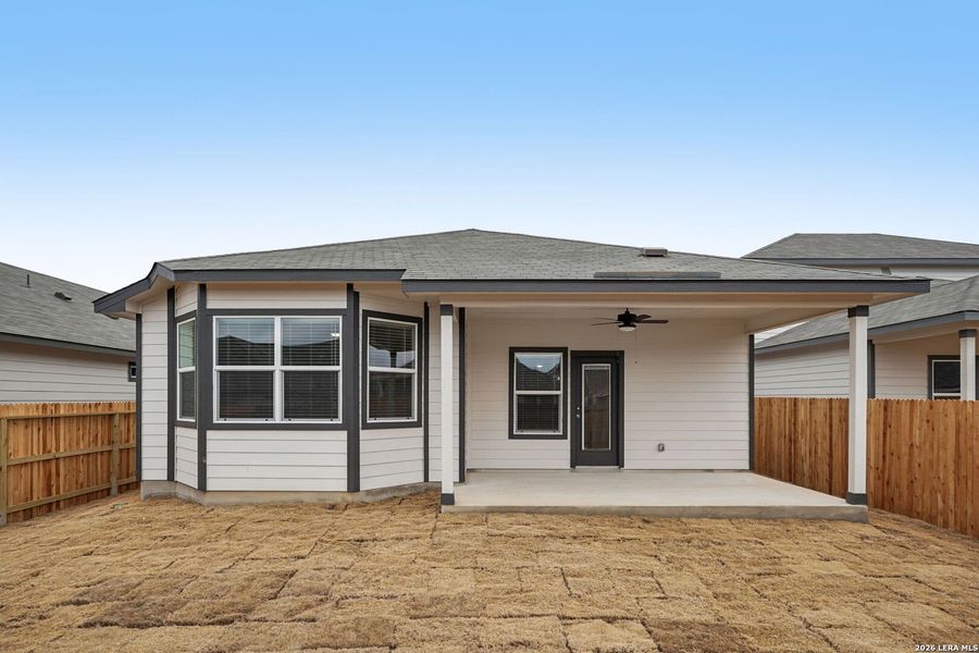 Exterior details and patio area of a home in Estancia Ranch - Premier Series, San Antonio (Image 31).