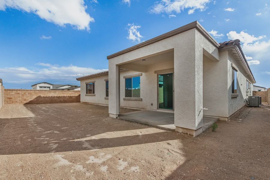 Exterior details and patio area of a home in Valencia at Granite Vista, Waddell (Image 4).