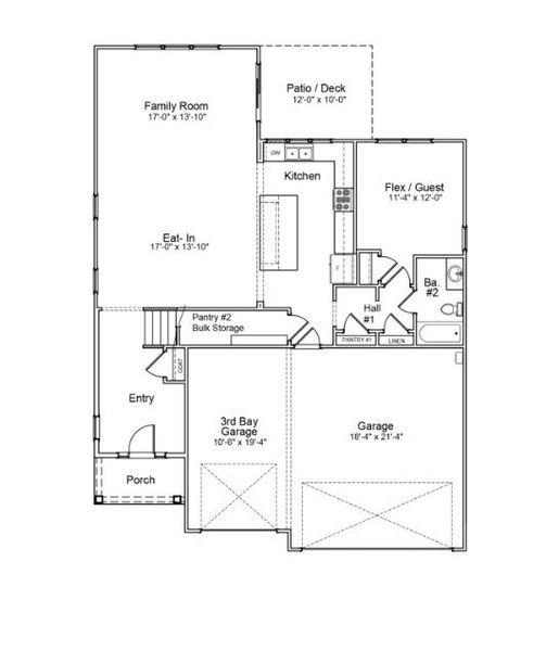 2D floor plan layout for the Saluda II - Vanguard Collection by Mungo Homes in Pineland Preserve, Summerville, SC (Image 3).
