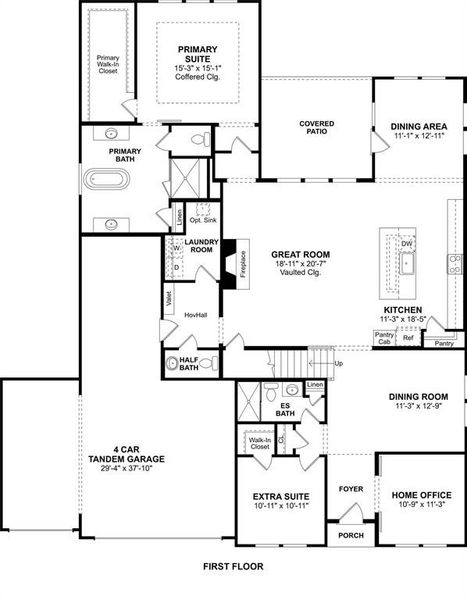2D floor plan layout of this home in Kreymer at the Park, Wylie, TX (Image 3).