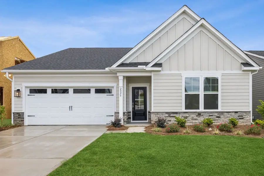 Front exterior of a new home in The Beacon at Old Peachtree Single Family Homes, Lawrenceville, GA, highlighting curb appeal (Image 56).