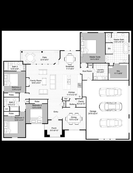 2D floor plan layout of this home in Spring Valley Ranch, Paradise, TX (Image 4).