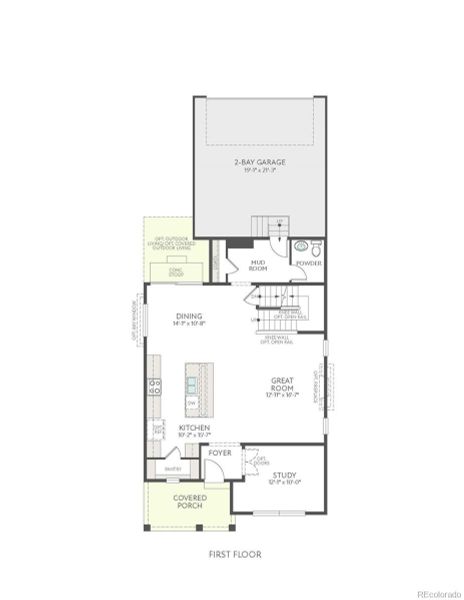 2D floor plan layout of this home in Crescendo at The Aurora Highlands, Aurora, CO (Image 3).