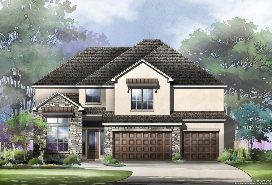 Exterior rendering of this home design in Kinder Ranch 70's, San Antonio, TX (Image 6).