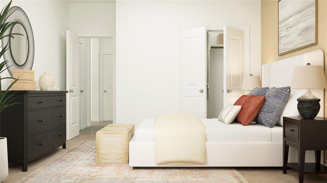 Bedroom with carpet floors Bedroom with carpet floors